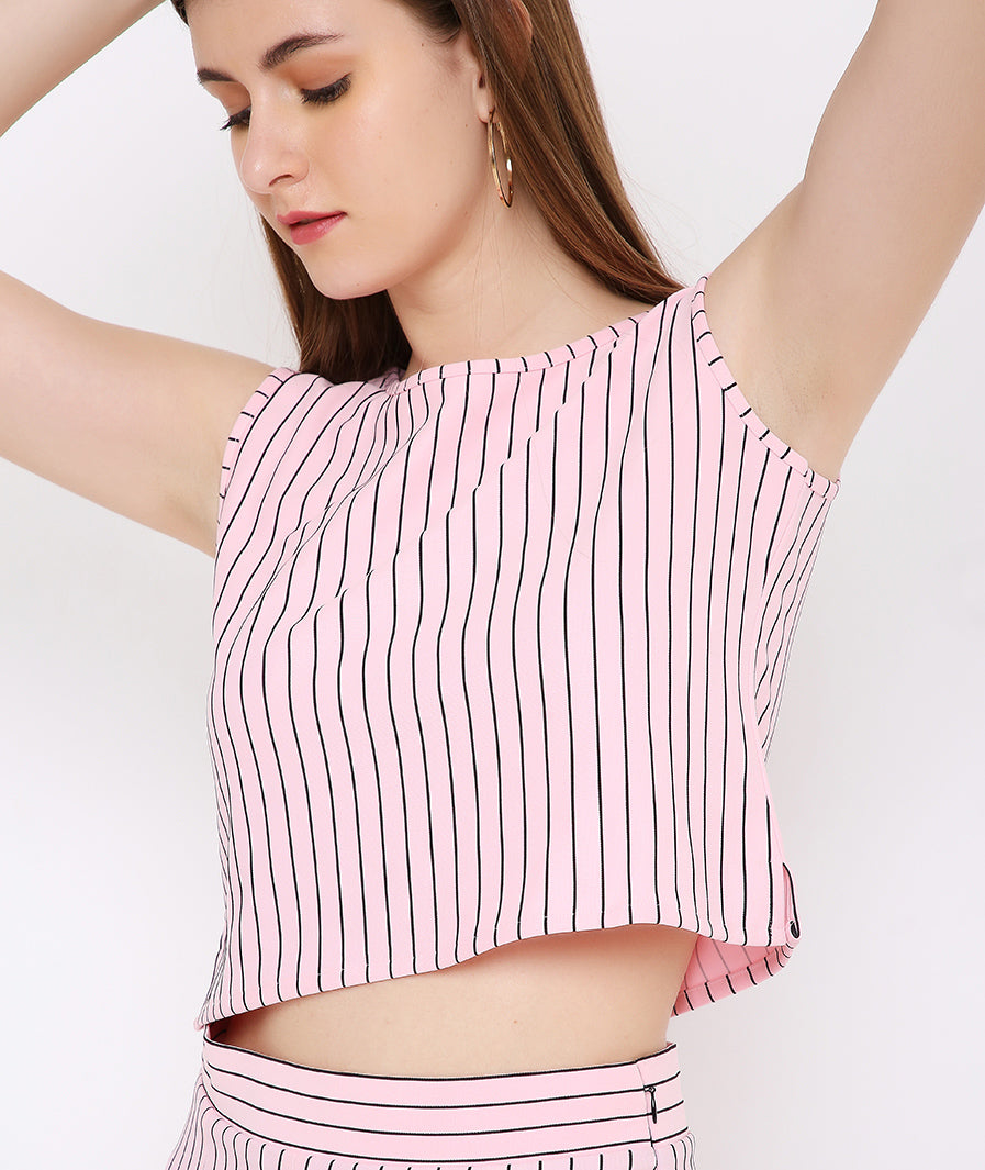 Pink Sleeveless Crop Top